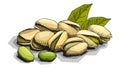 Vector illustration of drawing nut pistachios.