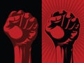 Raised red fist hand symbol revolution communism socialism Royalty Free Stock Photo