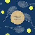 Vector illustration of drawing Tennis Set , seamless pattern. Royalty Free Stock Photo