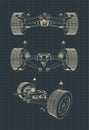 SUV suspension drawings Royalty Free Stock Photo