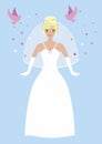 Vector illustration, Dream and dress to weeding with inspiration from fairy tale about Cinderella princess.