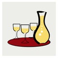 A vector illustration of drinking glasses and bottles. Royalty Free Stock Photo