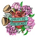 Vector illustration `Drum in the Heart`