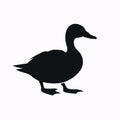 Black silhouette, tattoo of a duck on white isolated background. Vector Royalty Free Stock Photo