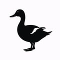 Black silhouette, tattoo of a duck on white isolated background. Vector Royalty Free Stock Photo