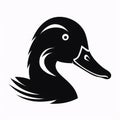 Black silhouette, tattoo of a duck on white isolated background. Vector Royalty Free Stock Photo