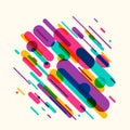 Vector illustration of dynamic composition made of colored rounded shapes lines
