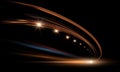 Vector illustration of dynamic lights in dark. High speed road in night time abstraction. City road car light trails