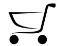 Vector illustration of a dynamically designed shopping cart. Simple modern web icon for online shops Royalty Free Stock Photo