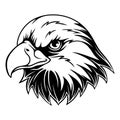 Vector illustration Eagle head with a dashing position black and white Royalty Free Stock Photo