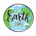 Vector illustration of `Earth day` lettering