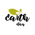 Vector Illustration. Earth day poster with leaf Royalty Free Stock Photo