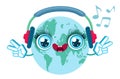 Earth with headphones Royalty Free Stock Photo