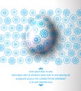 Vector illustration.Easter egg with blue pattern on a floral background. Design element, template