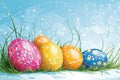 A vector illustration of Easter eggs, colorful and festive, design theme. Royalty Free Stock Photo