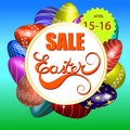 Vector illustration. Easter eggs. The inscription - Easter sale