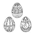 Vector illustration. Easter Eggs. Coloring. Doodle style.