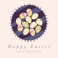 Vector illustration for Easter holiday. Set of painting eggs. Template for greeting card, poster, flyer and other users. Royalty Free Stock Photo