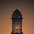 Vector illustration of eastern lanterns.Arab fanous or vintage fanoos, antique glowing lamp with candle or hanging muslim light fo