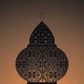 Vector illustration of eastern lanterns.Arab fanous or vintage fanoos, antique glowing lamp with candle or hanging muslim light fo