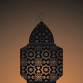 Vector illustration of eastern lanterns.Arab fanous or vintage fanoos, antique glowing lamp with candle or hanging muslim light fo