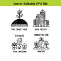 vector illustration of eco friendly city and nature concepts in editable eps format with various icons Royalty Free Stock Photo