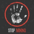 Vector illustration. Economic problems. Stop mining.