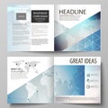 The vector illustration of editable layout of two covers templates for square design bi fold brochure, magazine, flyer