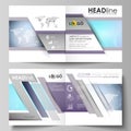 The vector illustration of the editable layout of two covers templates for square design bi fold brochure, magazine Royalty Free Stock Photo
