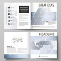 The vector illustration of the editable layout of two covers templates for square design bi fold brochure, magazine