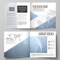 The vector illustration of the editable layout of two covers templates for square design bi fold brochure, magazine