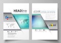 The vector illustration of the editable layout of two A4 format modern covers design templates for brochure, magazine