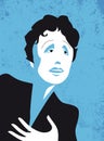 Edith Piaf, French singer, vector illustrations