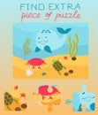 Vector illustration. Education game for preschool kids. children s education Find extra puzzle