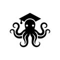 Vector illustration of an educational logo featuring a graduation octopus icon. Royalty Free Stock Photo