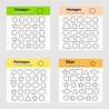Educational worksheet for kids kindergarten, preschool and school age. Geometric shapes. Find and color. Royalty Free Stock Photo