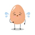 Vector illustration of egg character with cute expression, cry, sad
