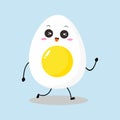 Vector illustration of egg character with cute expression, walking Royalty Free Stock Photo