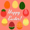 vector illustration. egg. happy Easter. watermelon, orange, melo Royalty Free Stock Photo