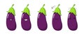 Vector illustration of an eggplant Cute cartoon vegetable character set isolated on white. Emotions. Stickers. kawaii