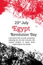 Vector illustration Egypt Revolution Day. Egyptian flag in trendy grunge style. 23 July design template for poster