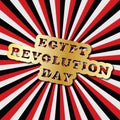 Vector illustration for Egypt Revolution Day, retro style greeting card with rays.