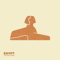 Vector illustration Egyptian sphinx. Stylized icon with scuffed effect