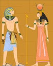 The vector illustration of egyptians on wall Royalty Free Stock Photo