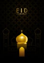 Eid Mubarak greeting with golden dome mosque