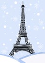 Eiffel tower with snow