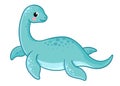 Vector illustration with elasmosaurus. Cute dinosaur plesiosaurus in cartoon style