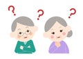 Vector illustration of elderly couple wondering. The two of them tilt their heads Royalty Free Stock Photo