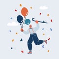 Vector illustration of Elderly man celebrate and jumping