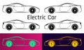 Vector Illustration of Electric Car. Silhouette